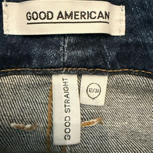 Good American Good Straight Leg High Rise Ankle Denim Jeans Blue Size 12/31 - Picture 3 of 7